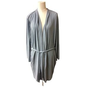 Barefoot Dreams Malibu Sand Washed Jersey Midi Robe Seashore Blue L BDWMC22670